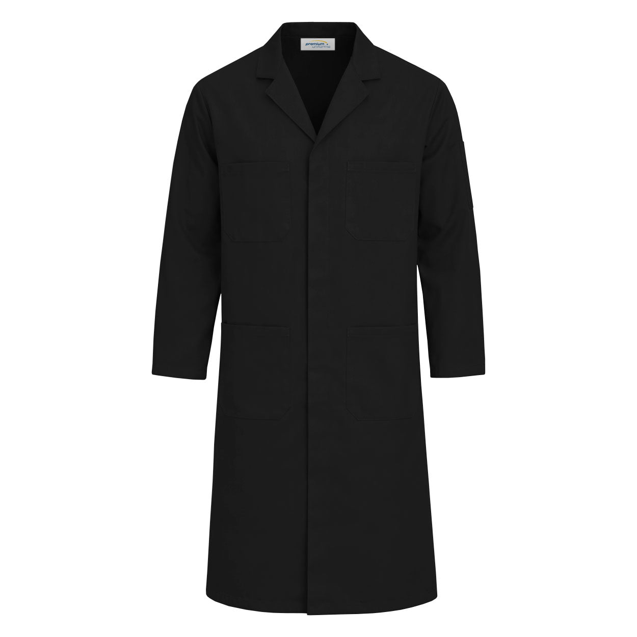 Black shop coat on white background