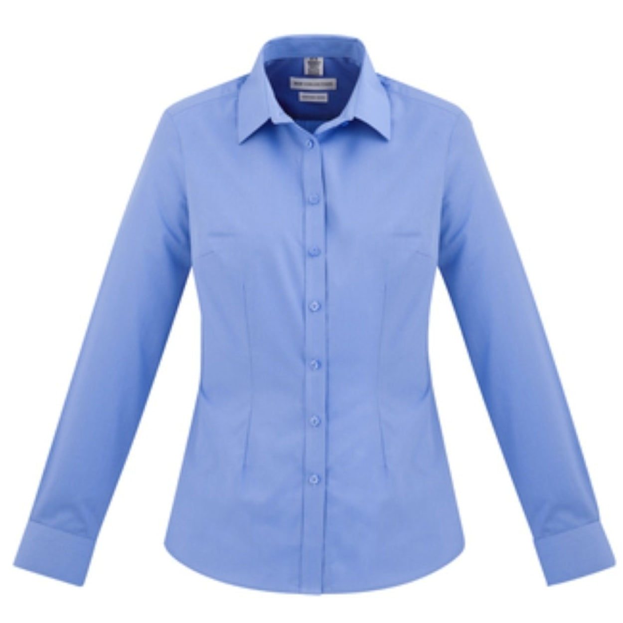 Mid blue shirt on a white background