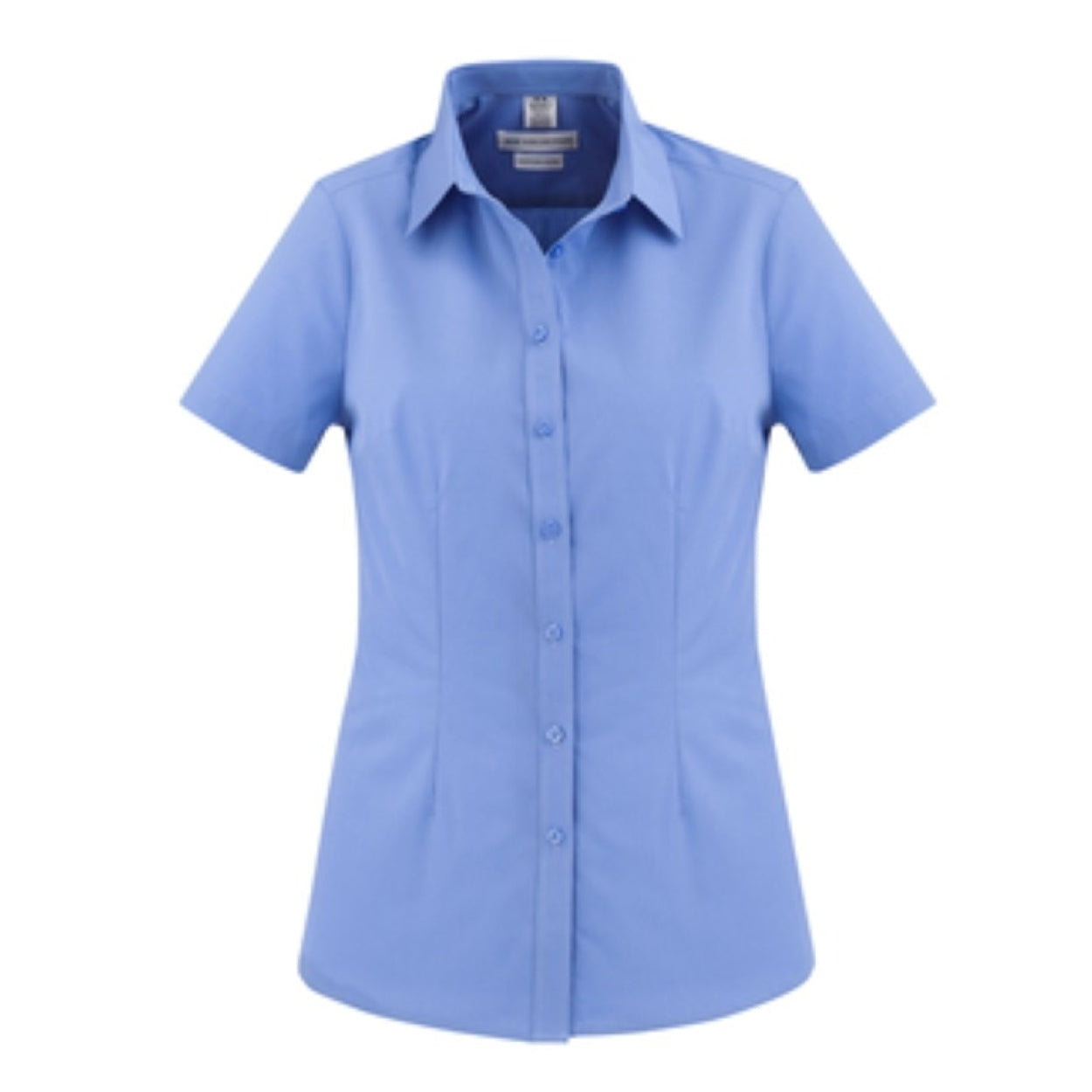 Mid blue shirt on a white background