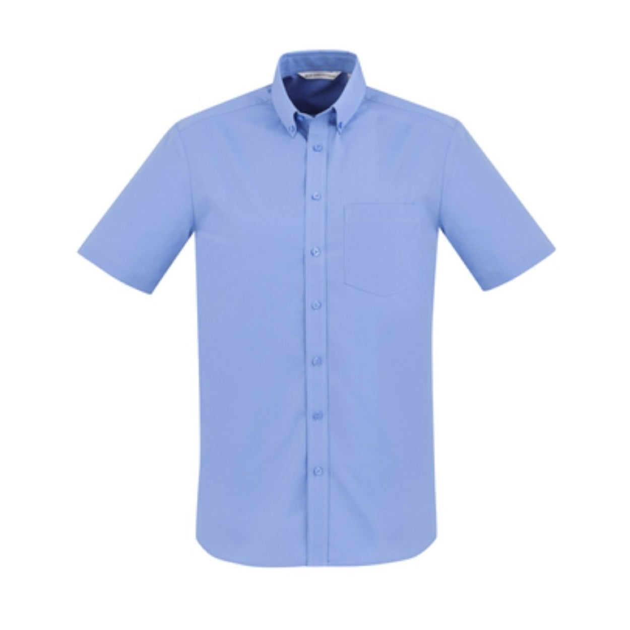 Mid blue shirt on a white background