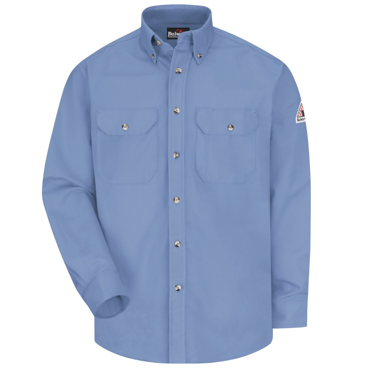 Light blue work shirt on a white background