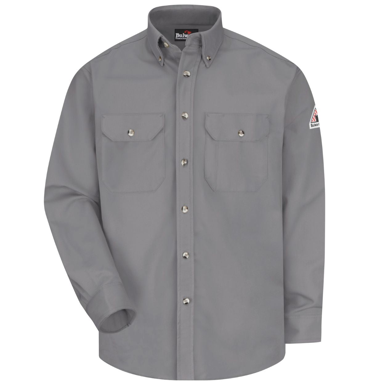 Silver grey work shirt on a white background