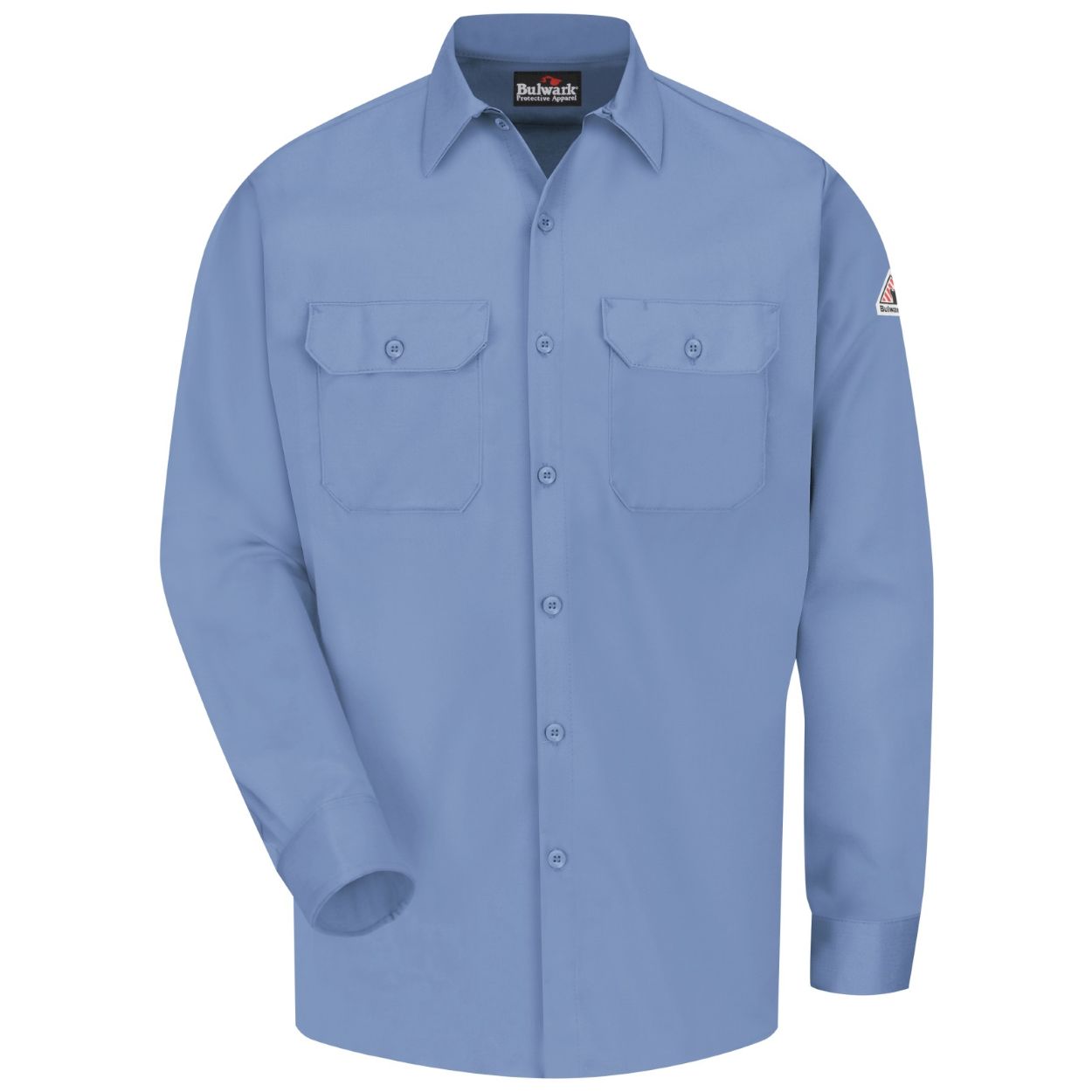 Light blue work shirt on a white background