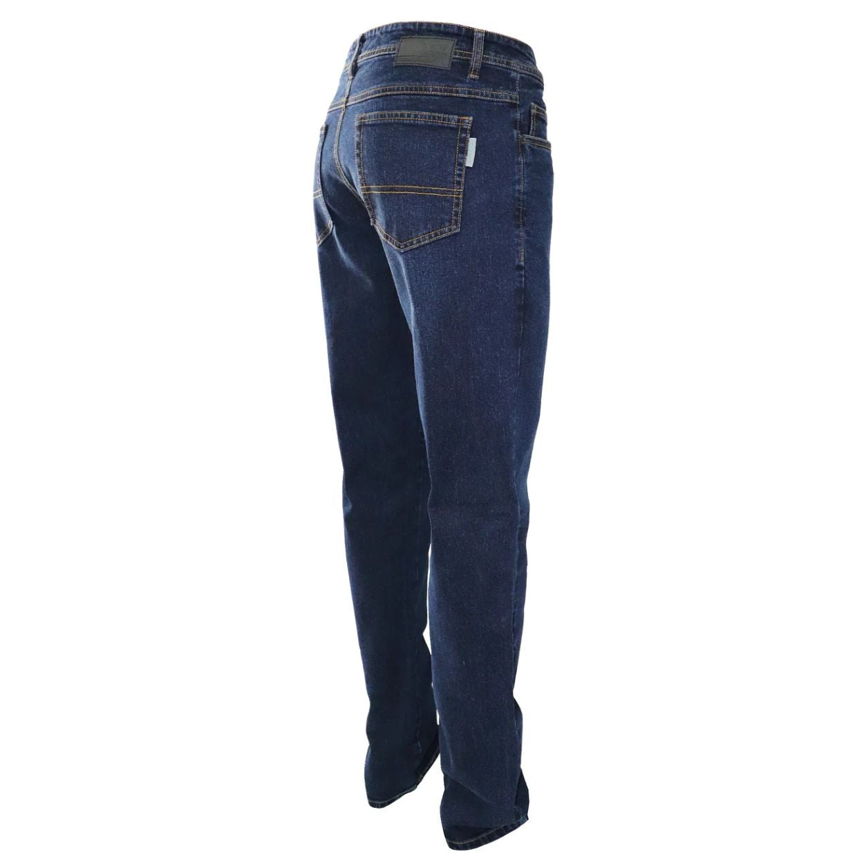 Indigo dark blue jeans on a white background