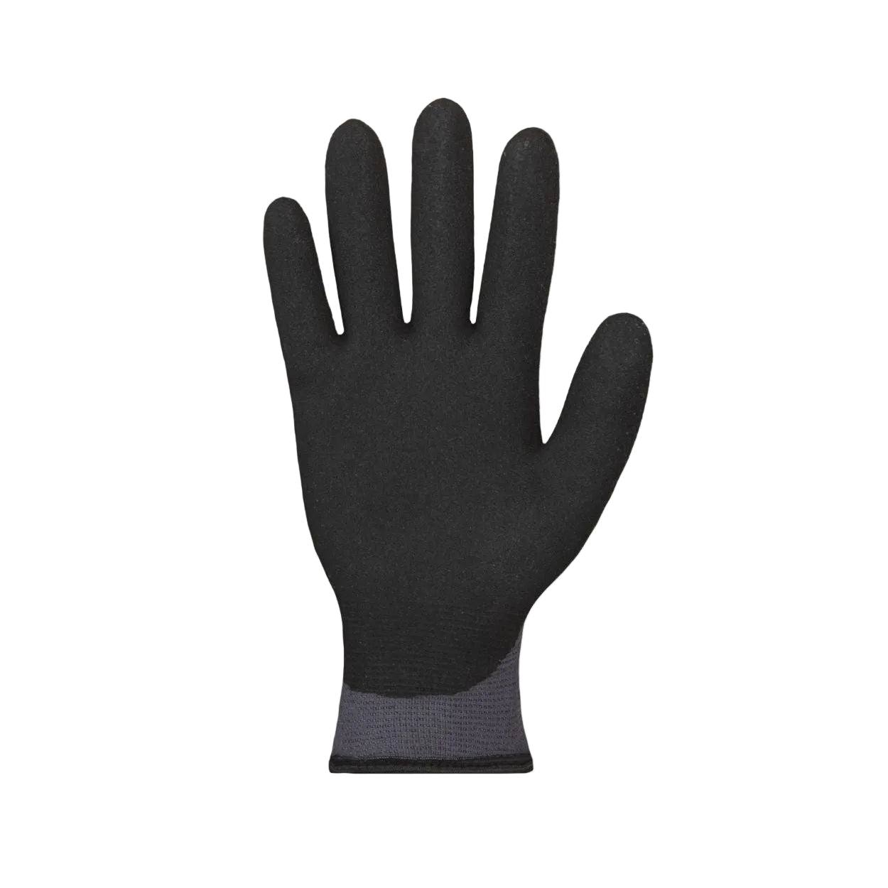Dark Grey/black safety glove on a white background