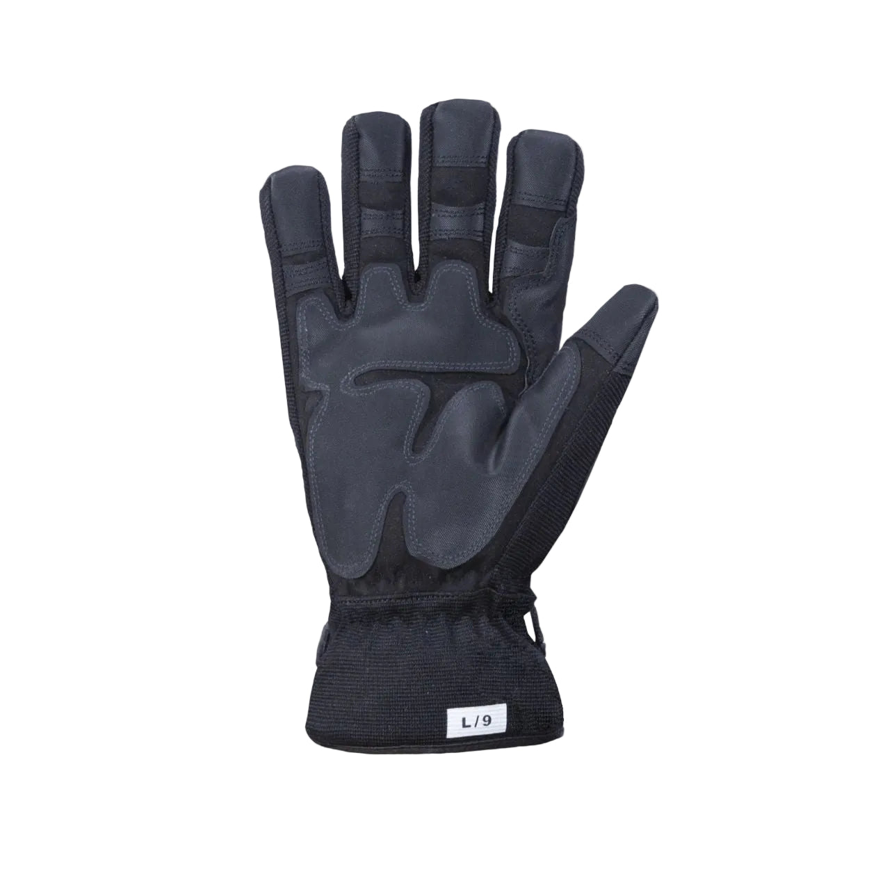Black winter glove on a white background