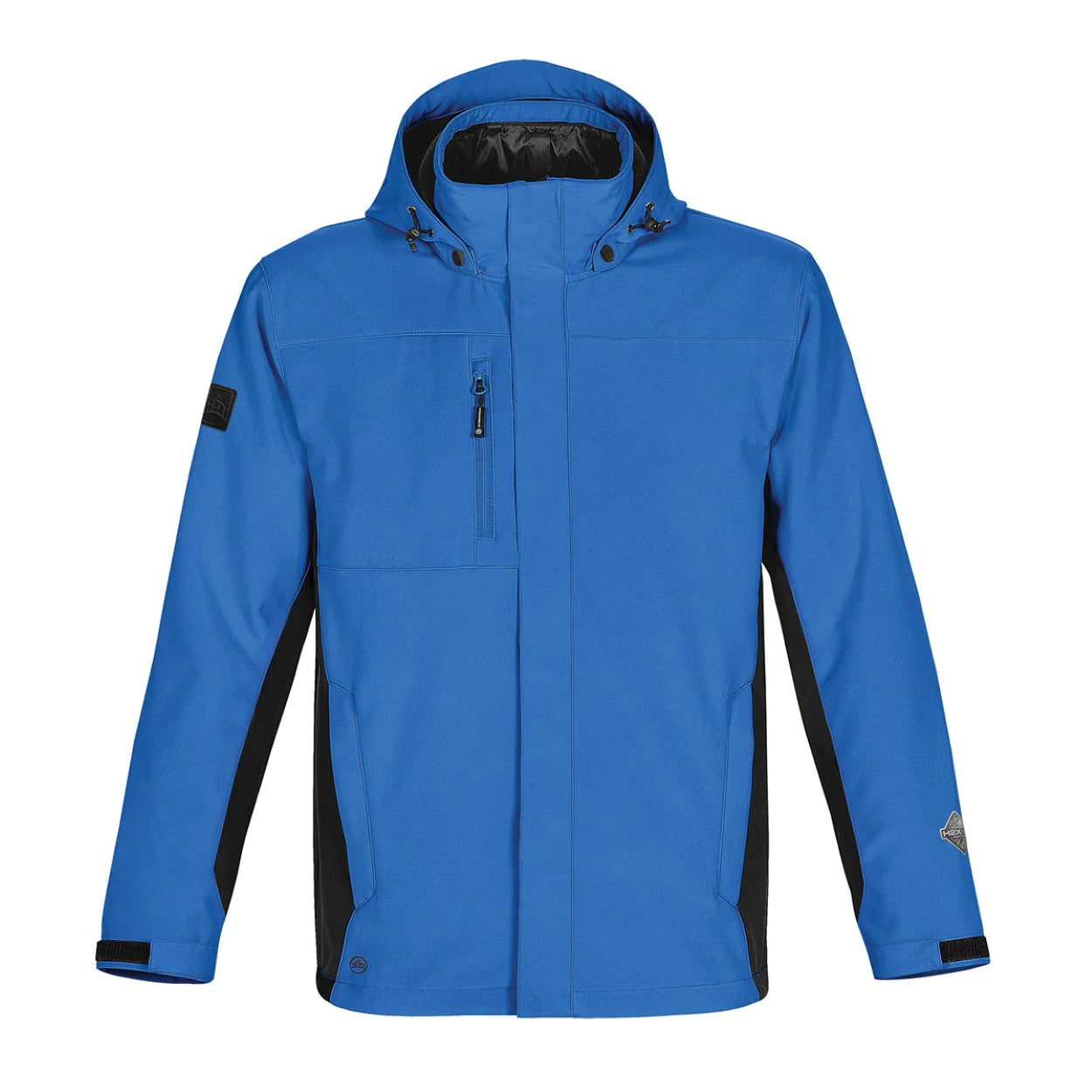 Marine blue/black hybrid coat on a white background