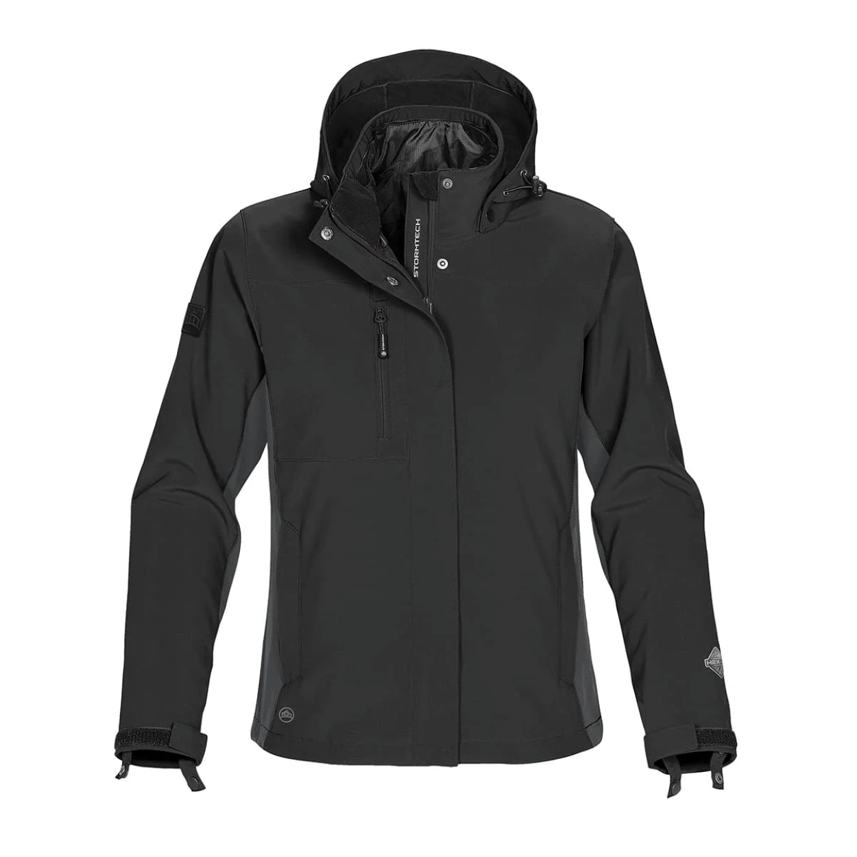 Black/granite hybrid coat on a white background
