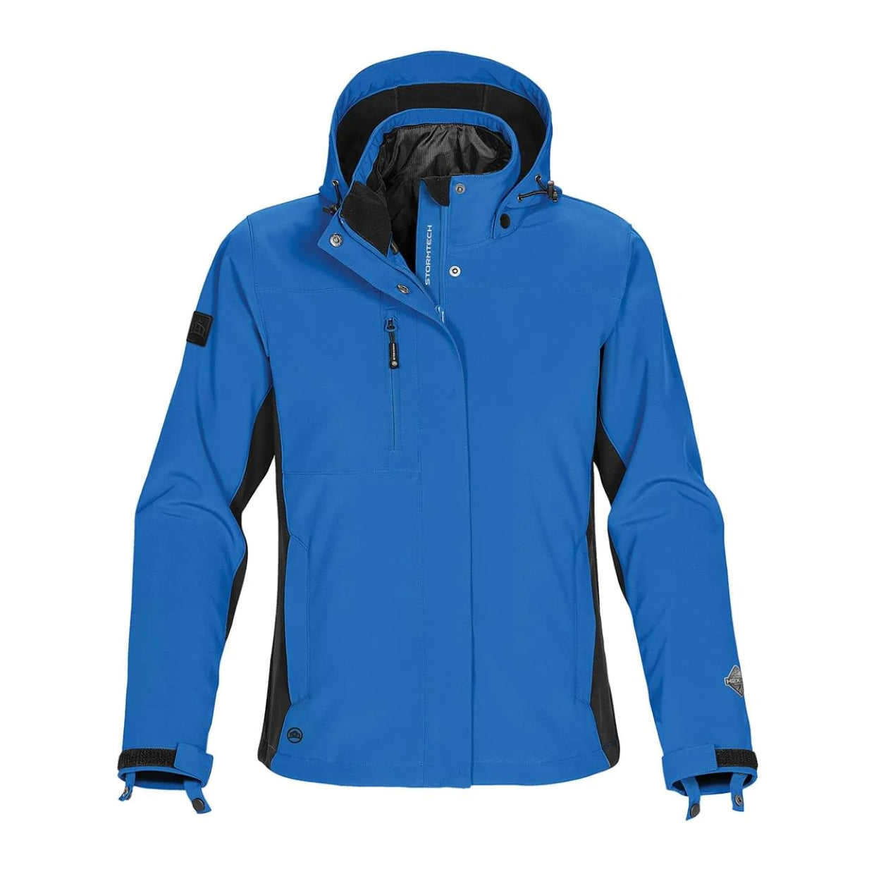 Marine blue/black hybrid coat on a white background