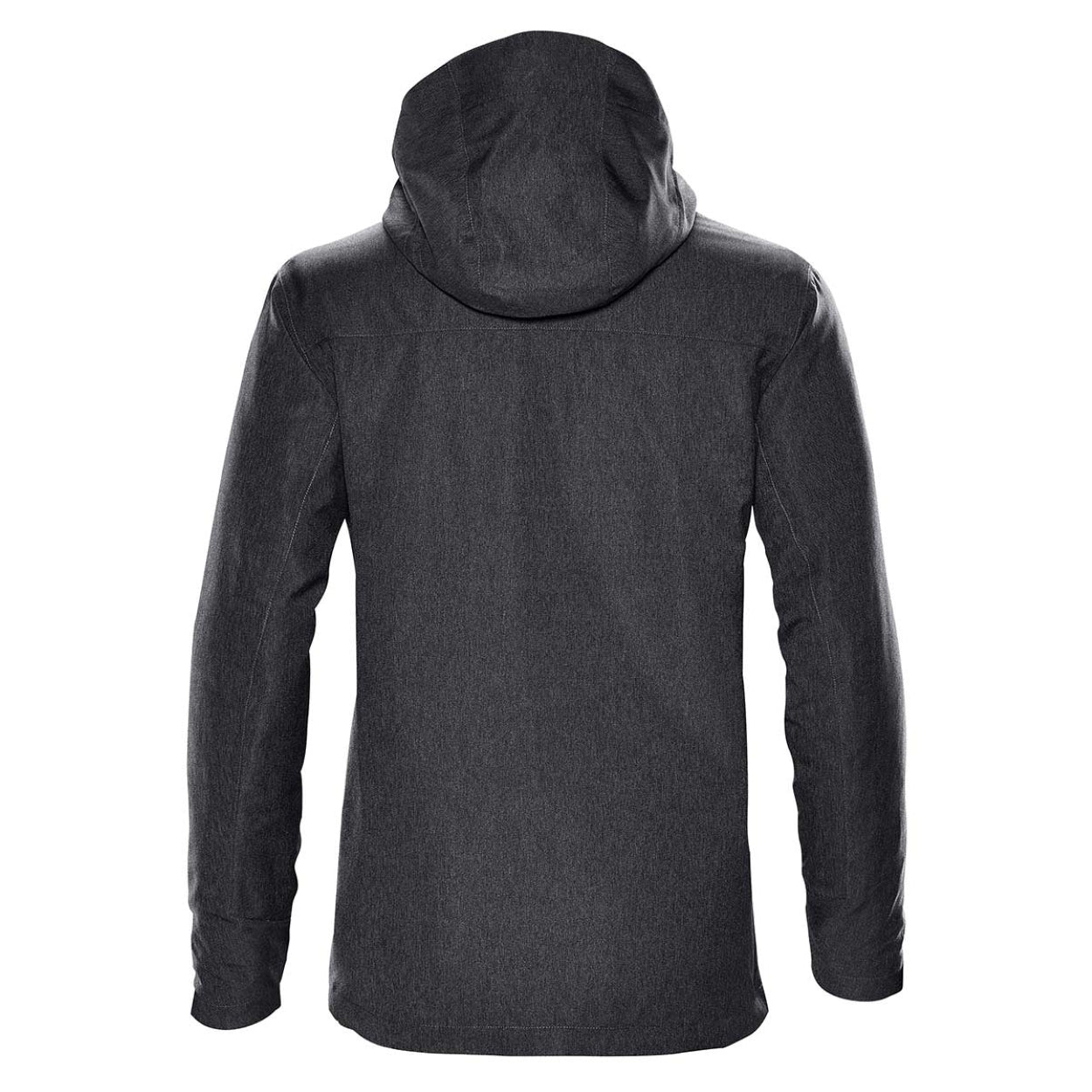 Charcoal twill hybrid coat on a white background