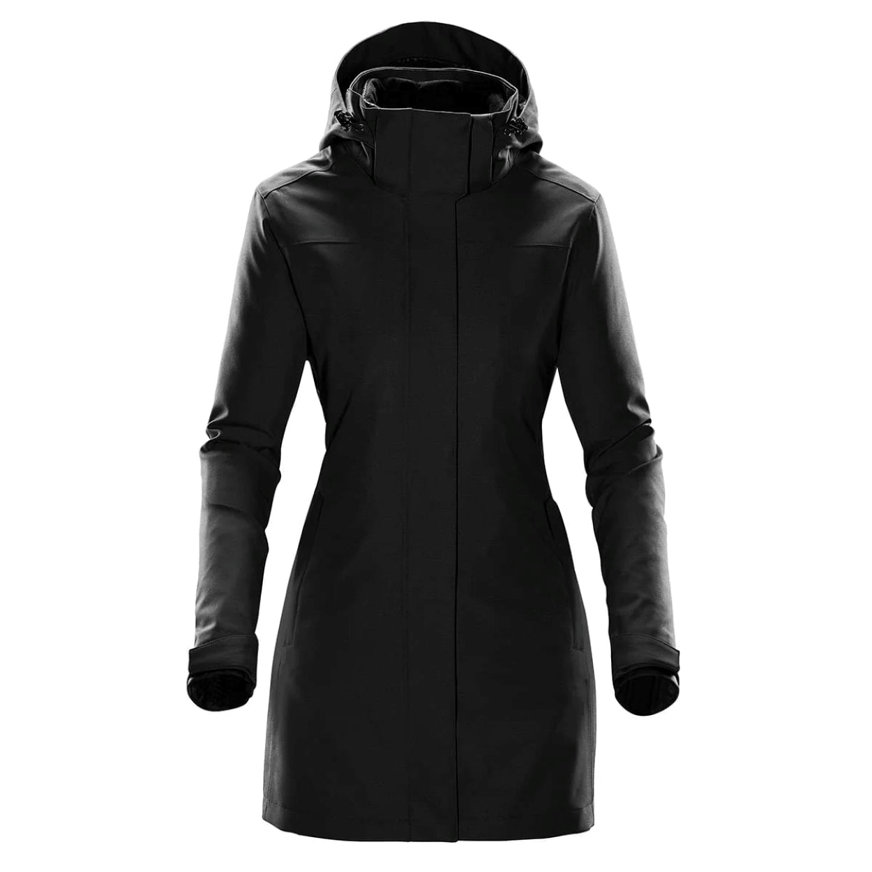 Black hybrid coat on a white background