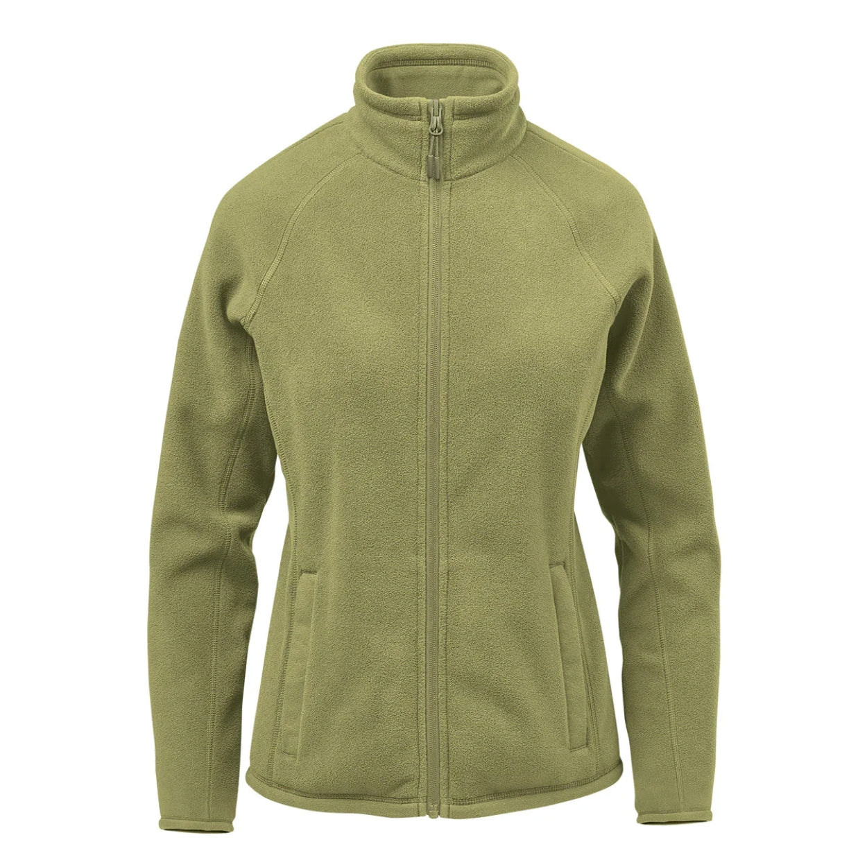 Sage green polar jacket on a white background