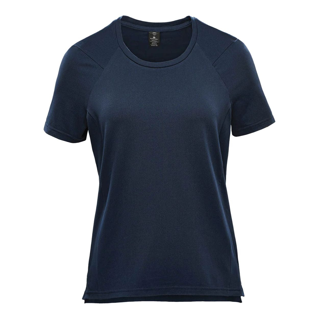 Navy blue t-shirt on a white background