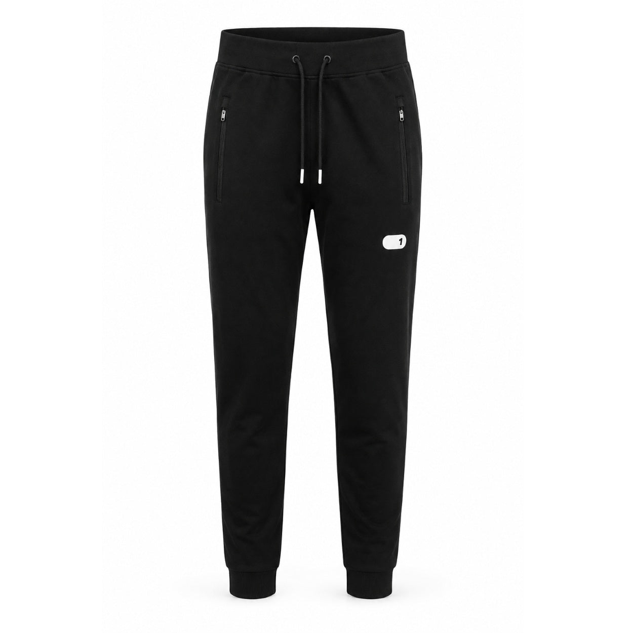 Black jogging pants on a white background