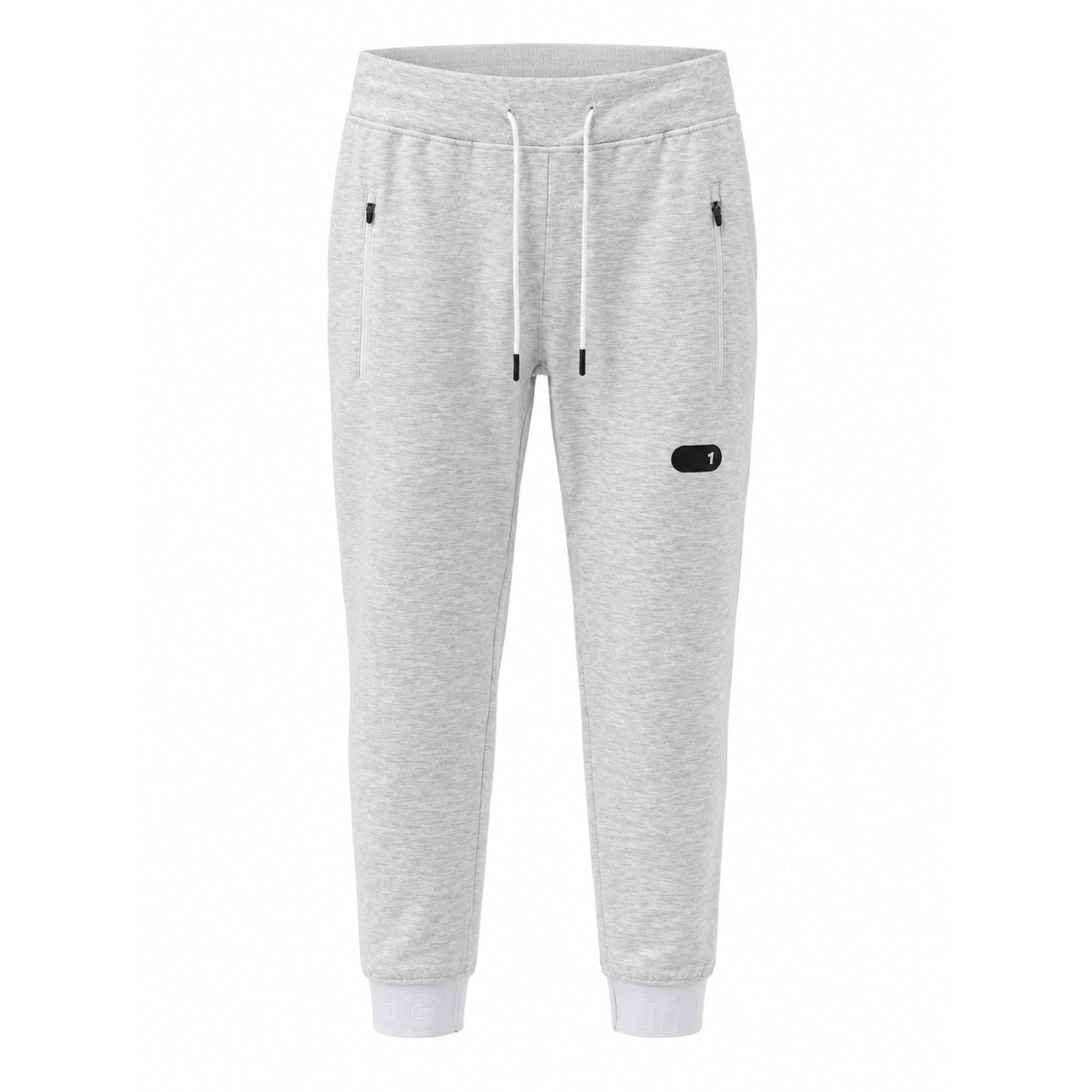 Heather grey jogging pants on a white background