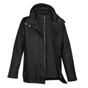 Black hybrid coat on a white background