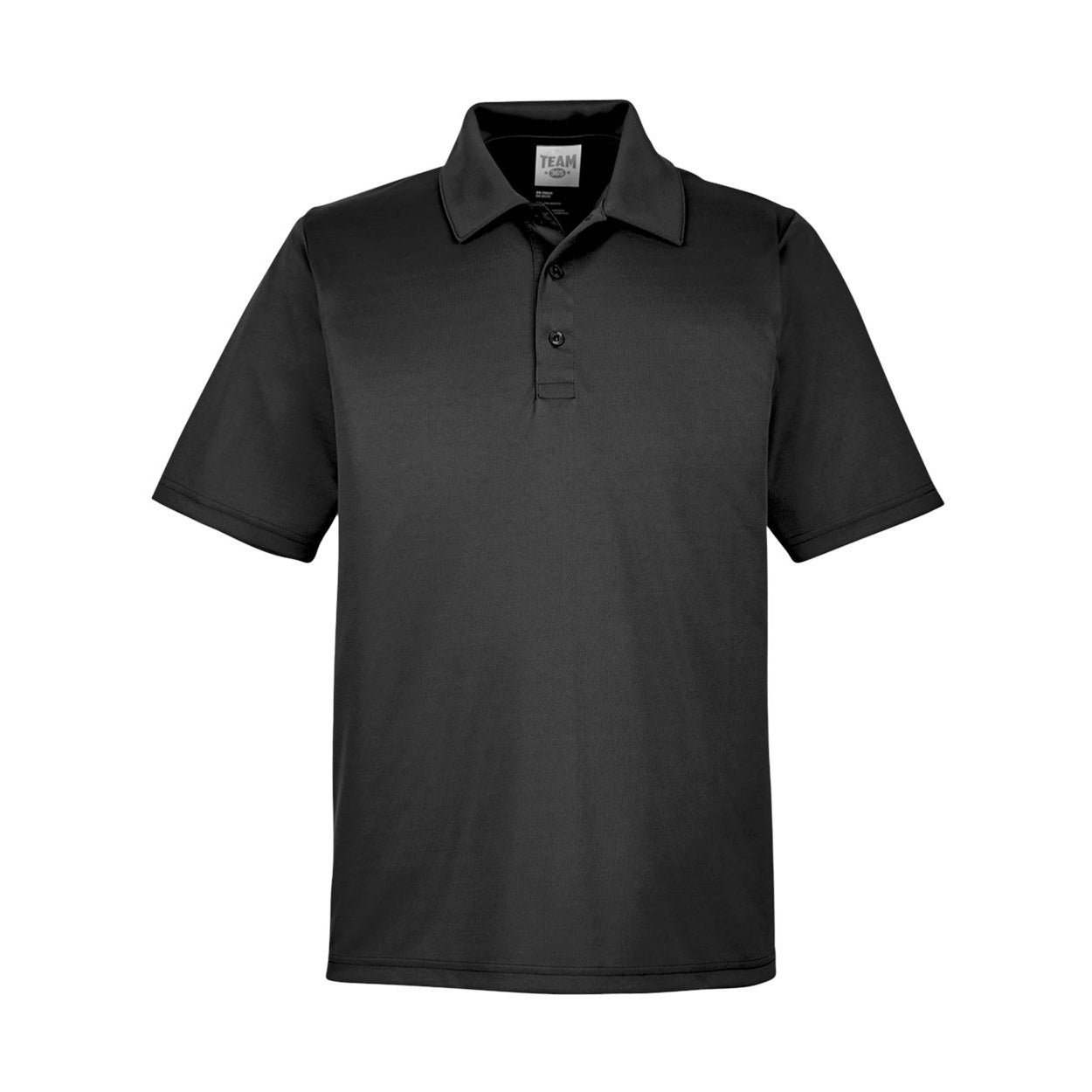 Black polo shirt on a white background