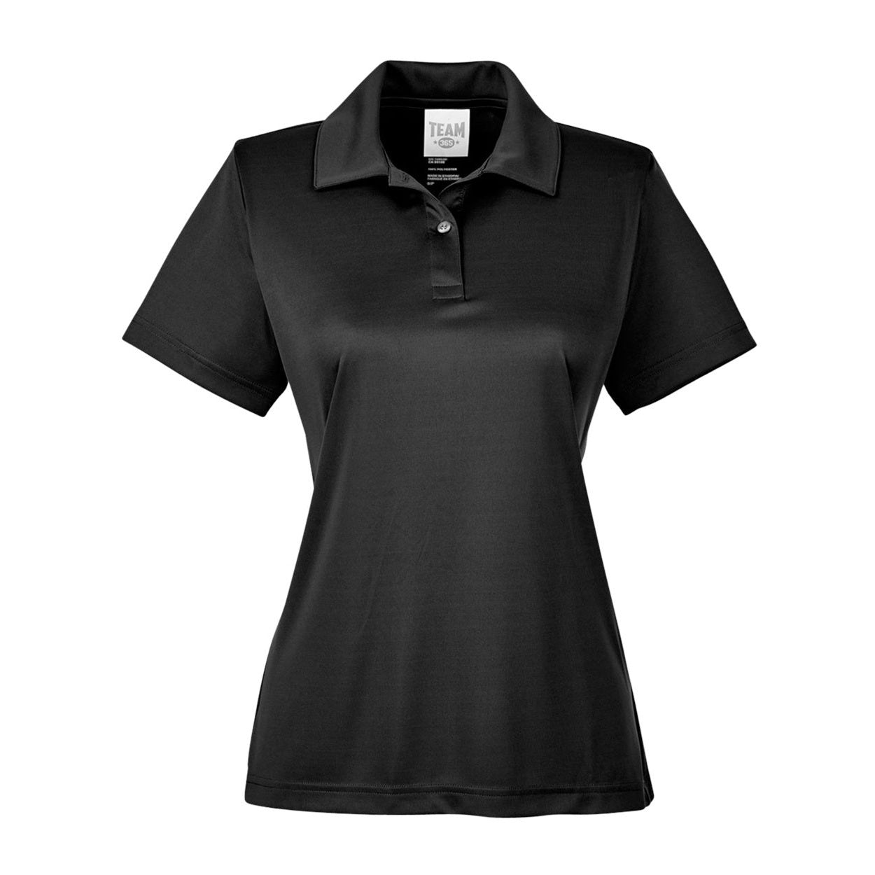 Black polo shirt on a white background