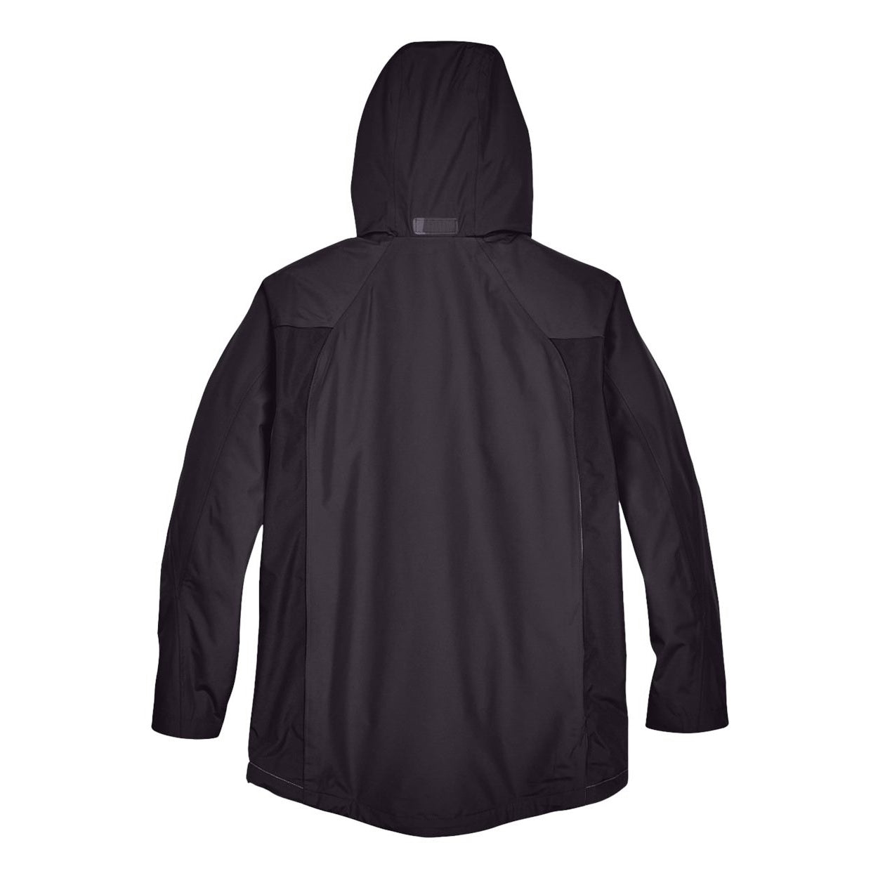 Black rain jacket on a white background
