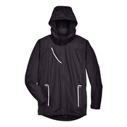 Black rain jacket on a white background