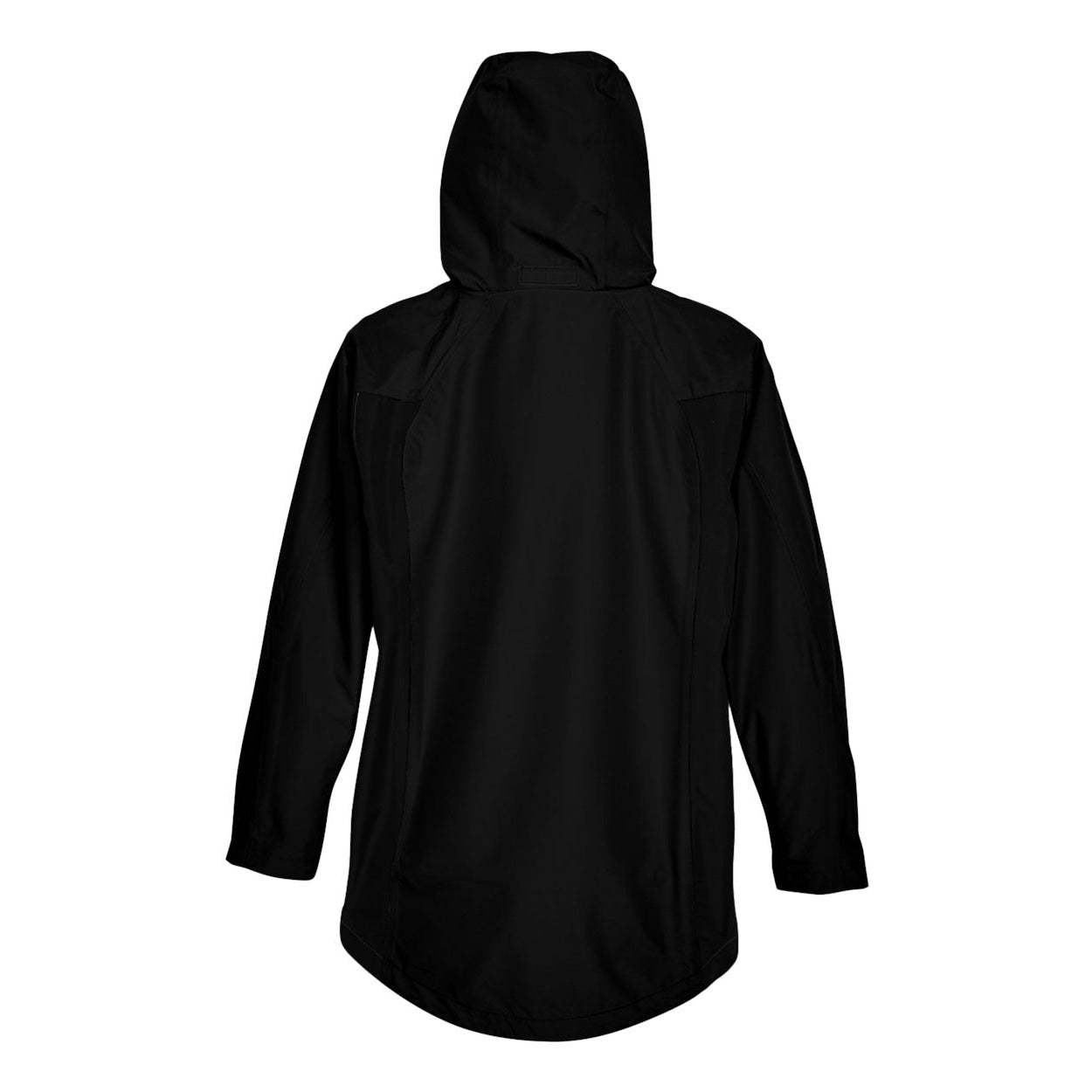 Black rain jacket on a white background