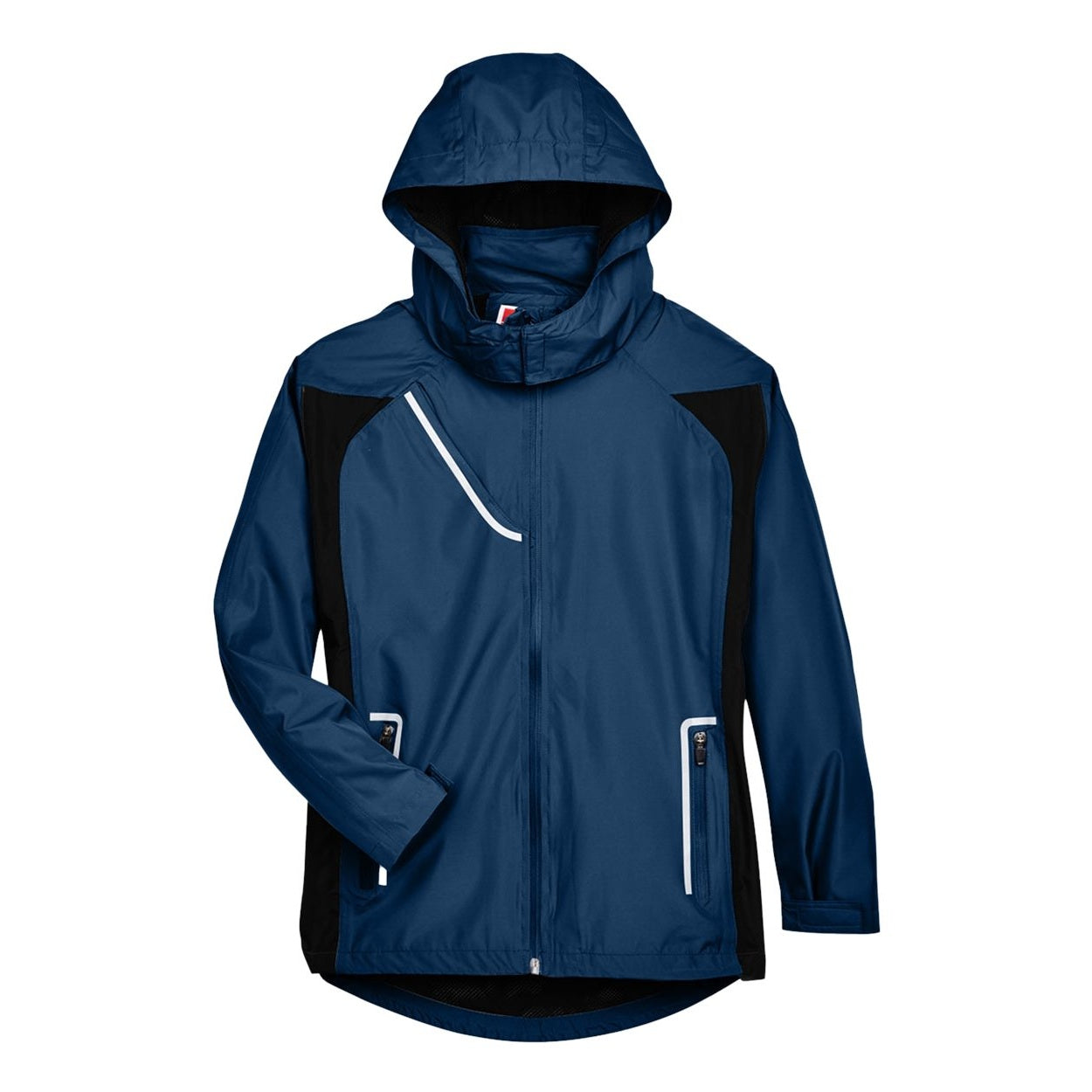 Sport dark navy rain jacket on a white background