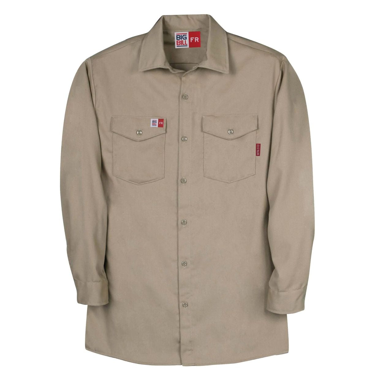 Khaki work shirt on a white background