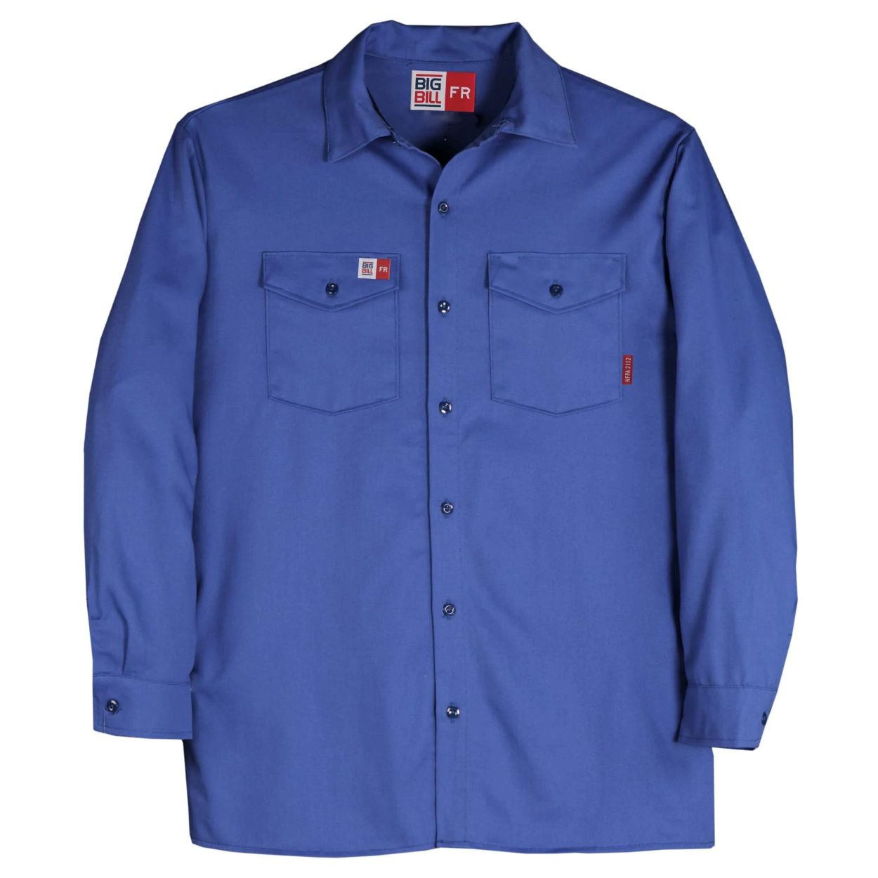 Royal blue work shirt on a white background
