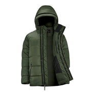 Cypress parka with hood on a white background