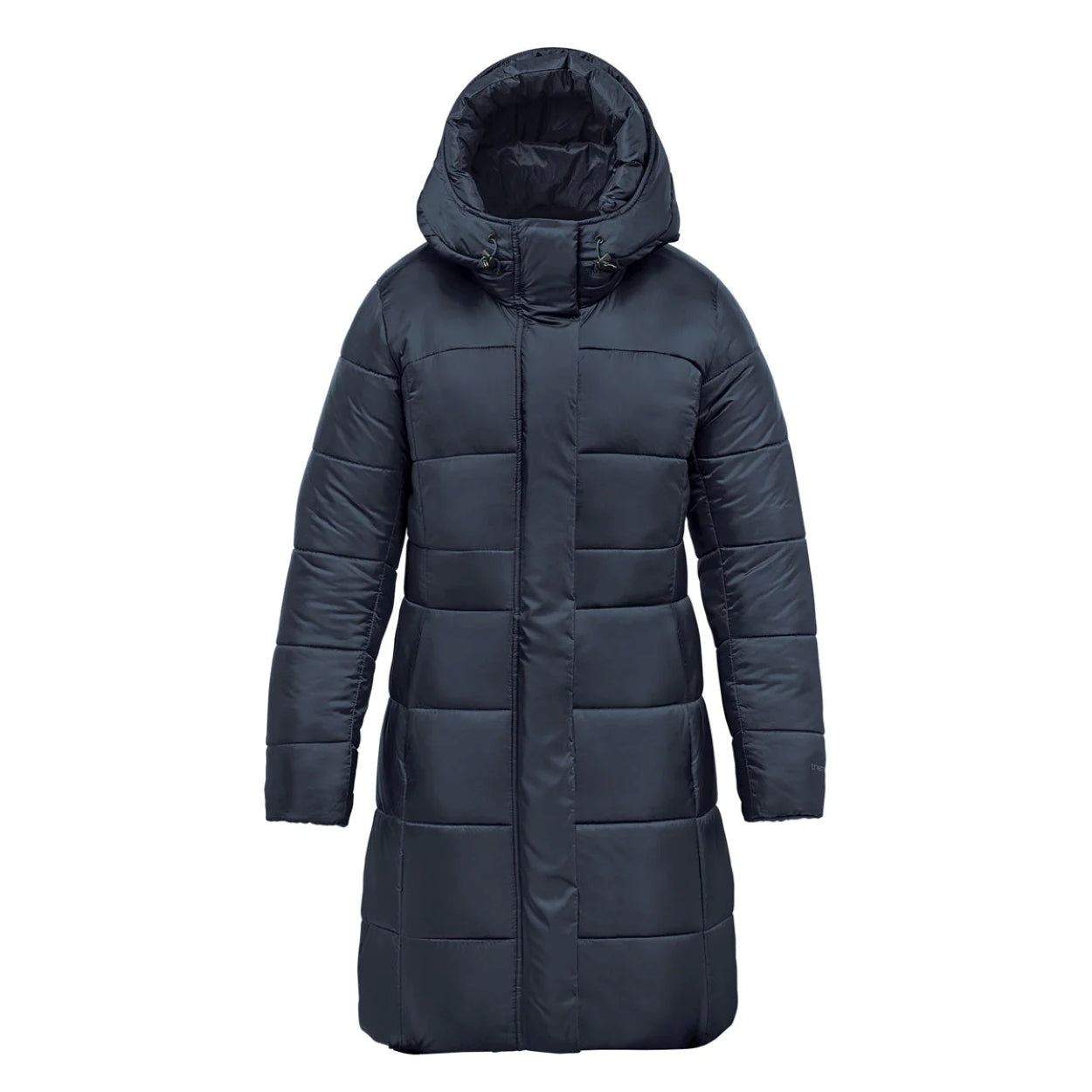 Midnight parka with hood on a white background