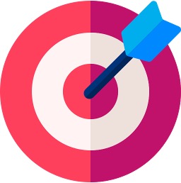 Target with a blue arrow in the center on a pink background
