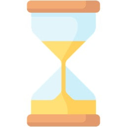 Sand timer icon with a white background