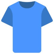 Blue t-shirt icon on a white background