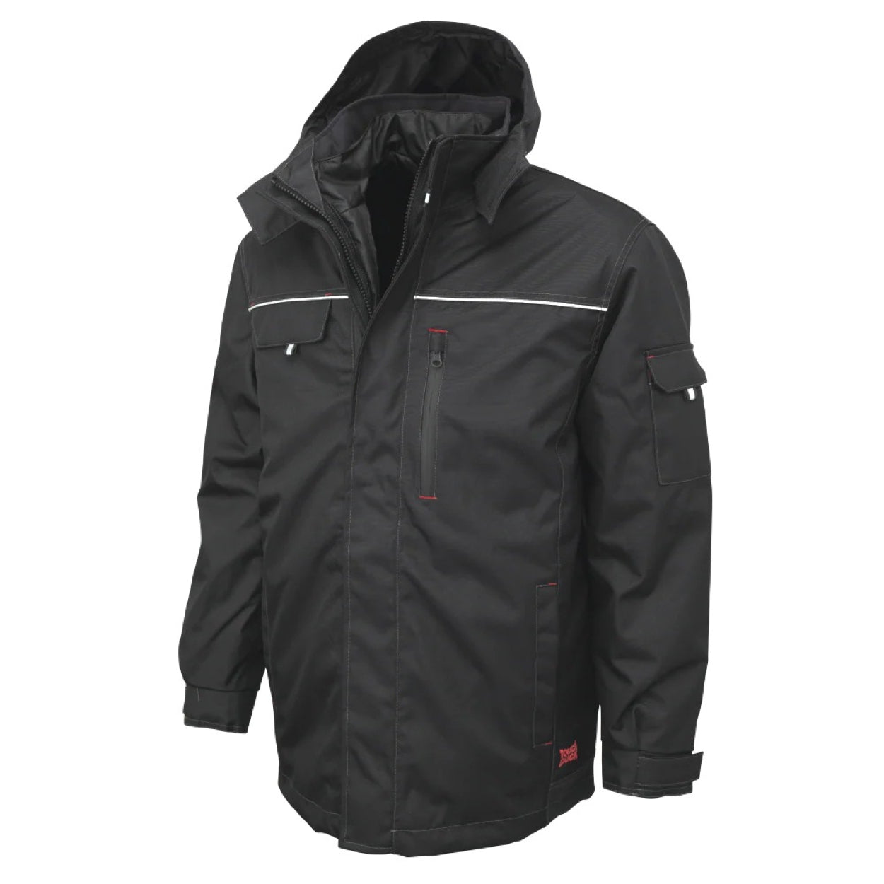 Black hybrid coat on a white background