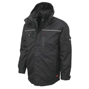 Black hybrid coat on a white background
