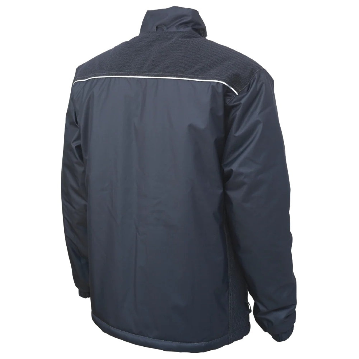 Navy hybrid coat on a white background