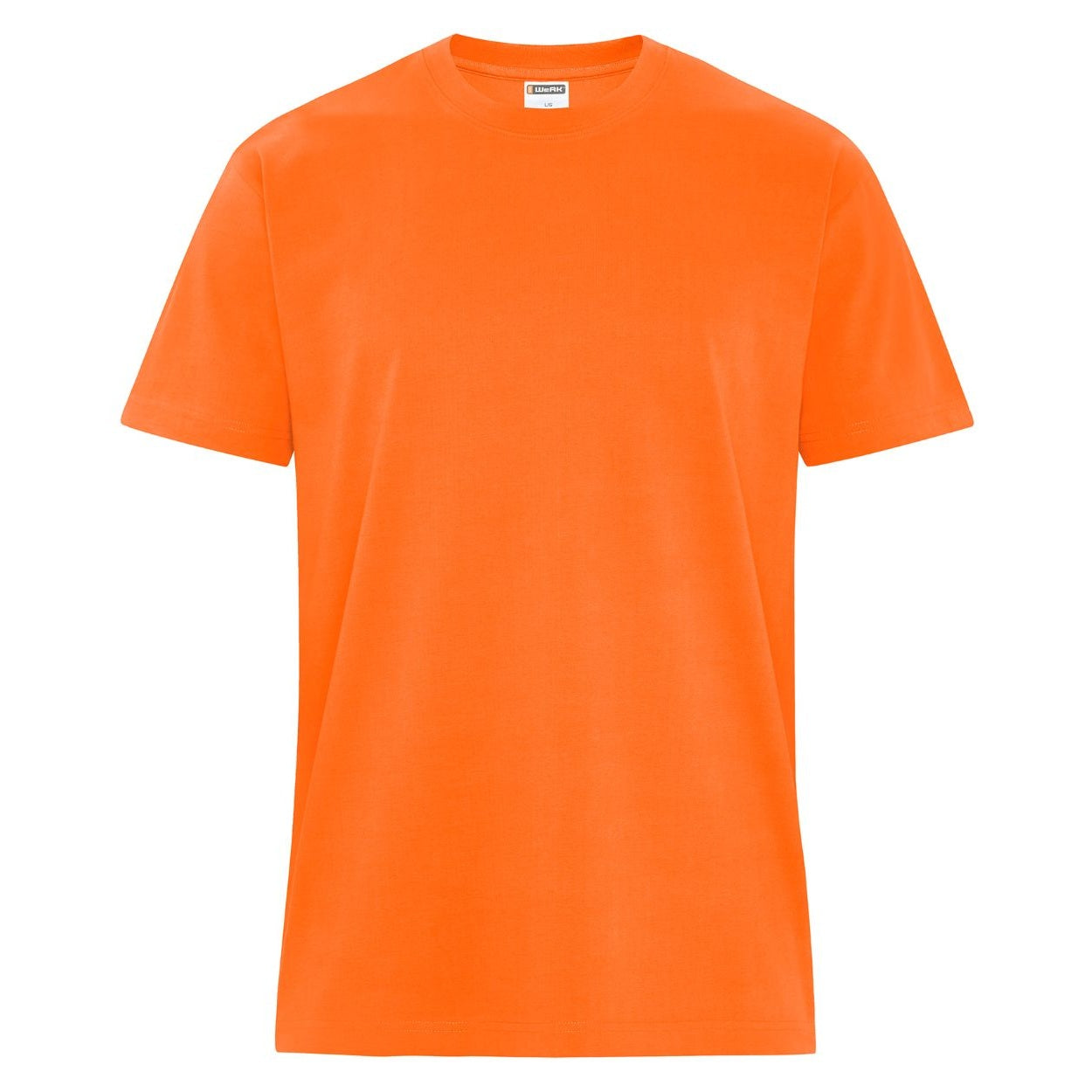 Safety orange t-shirt on a white background