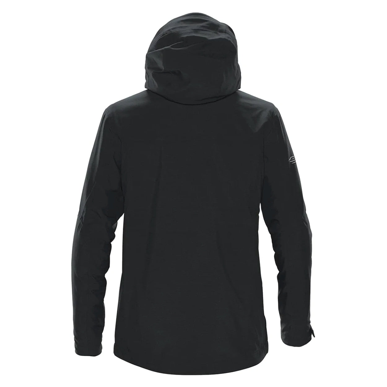 Charcoal twill/black hybrid coat on a white background
