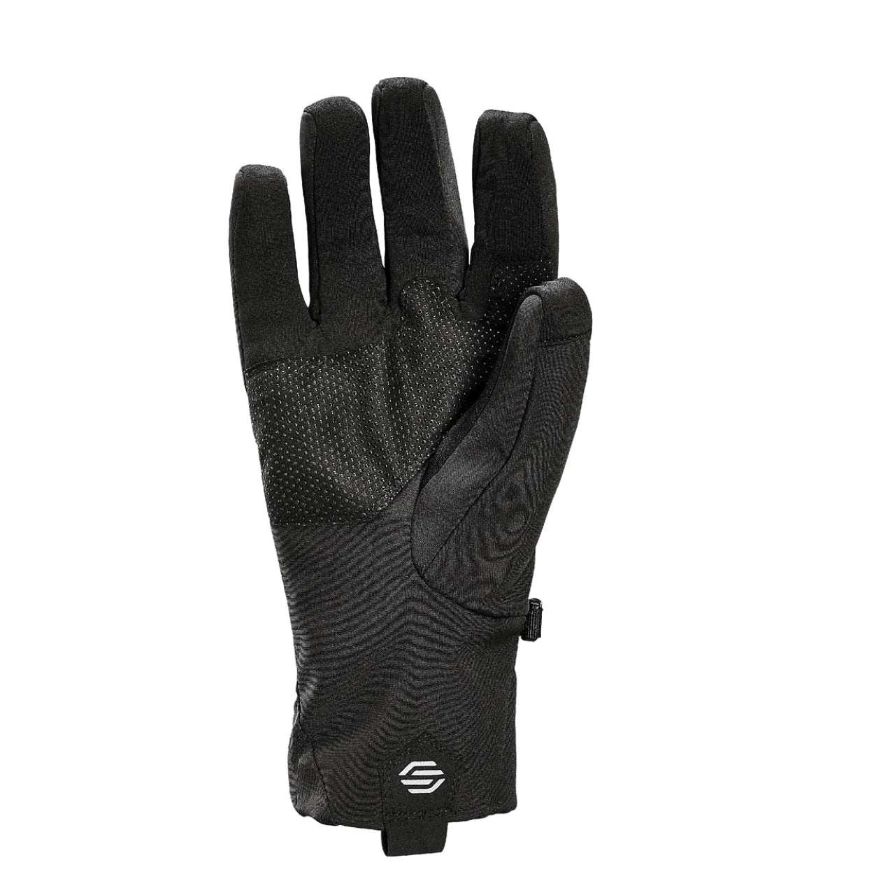 Black winter glove on a white background