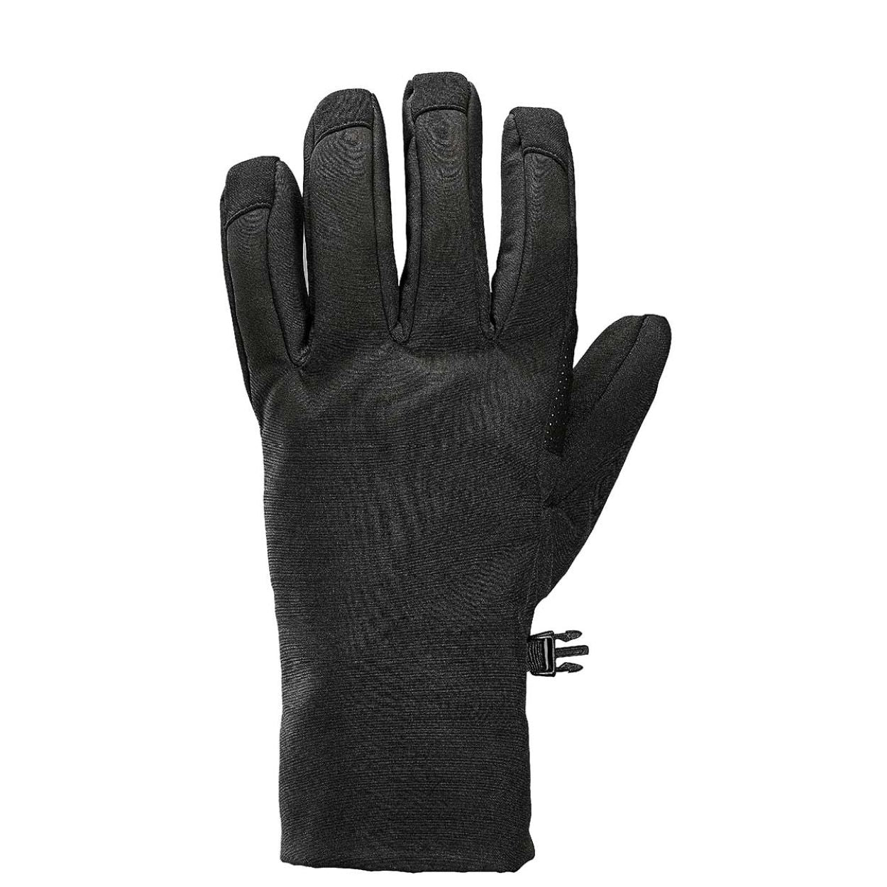Black winter glove on a white background