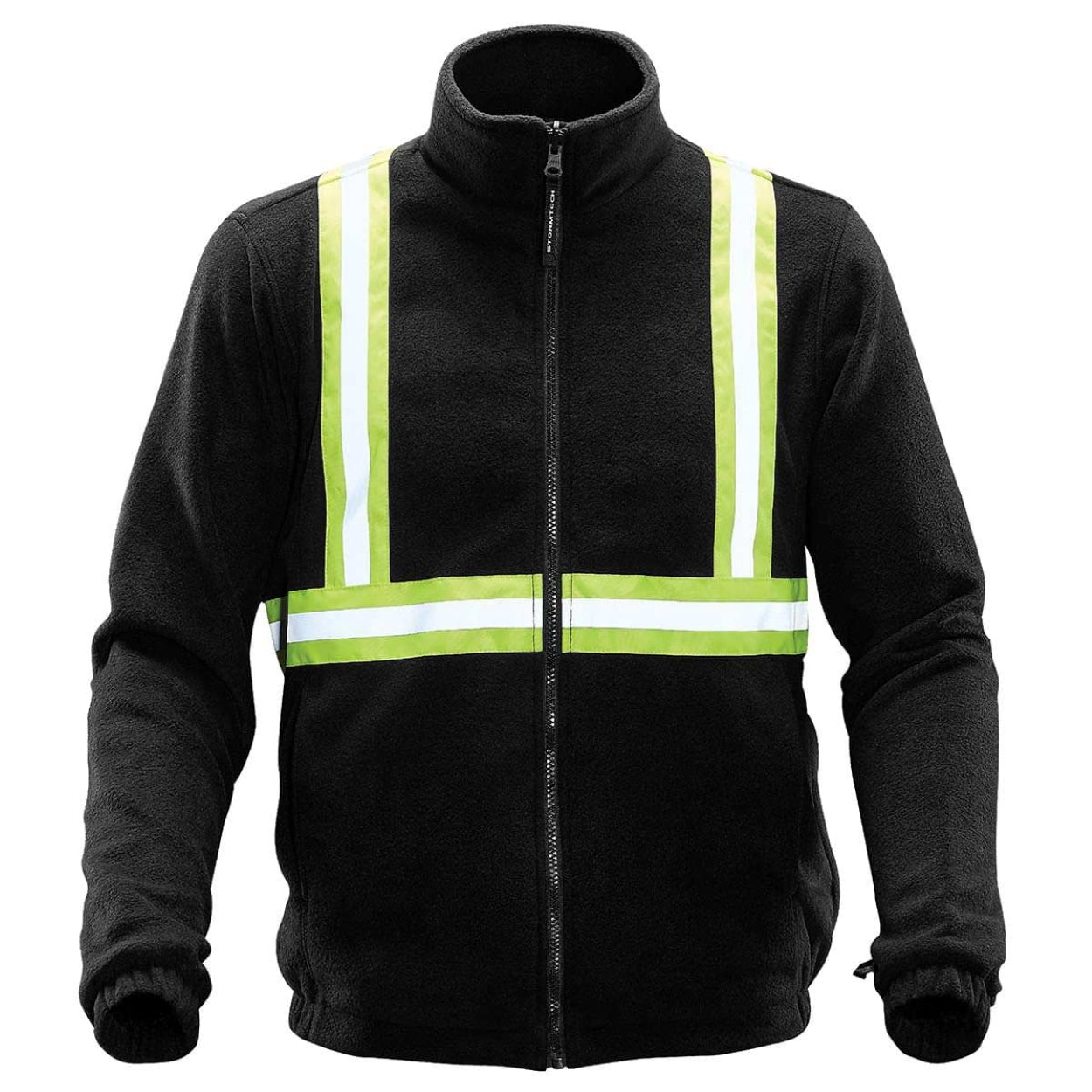 Hi-vis black hybrid coat on a white background