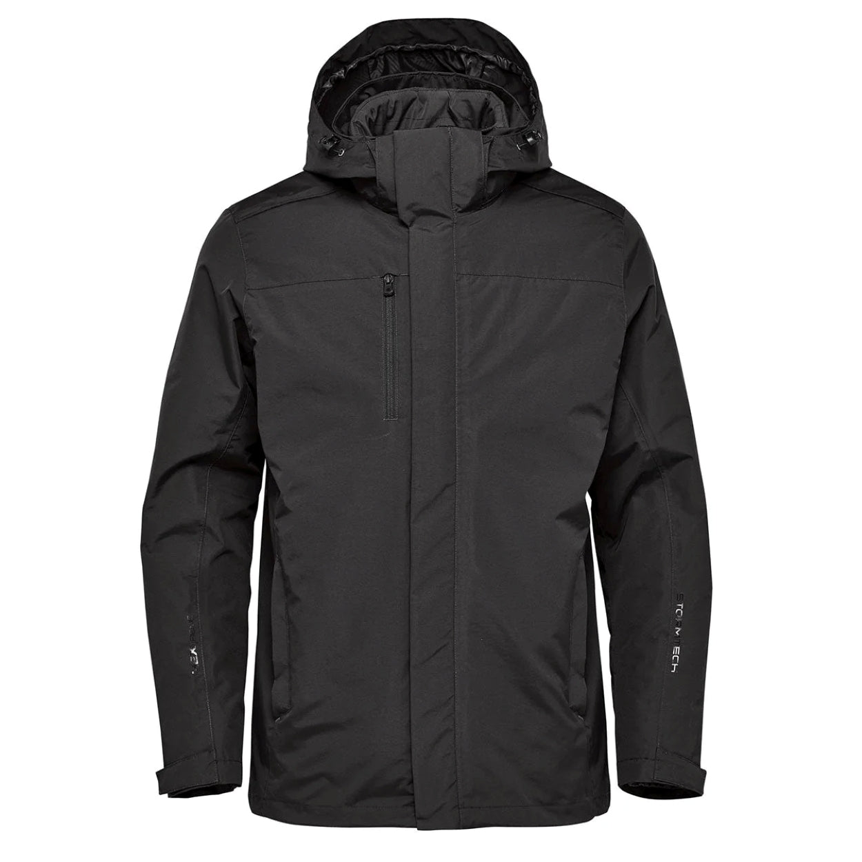 Black hybrid coat on a white background