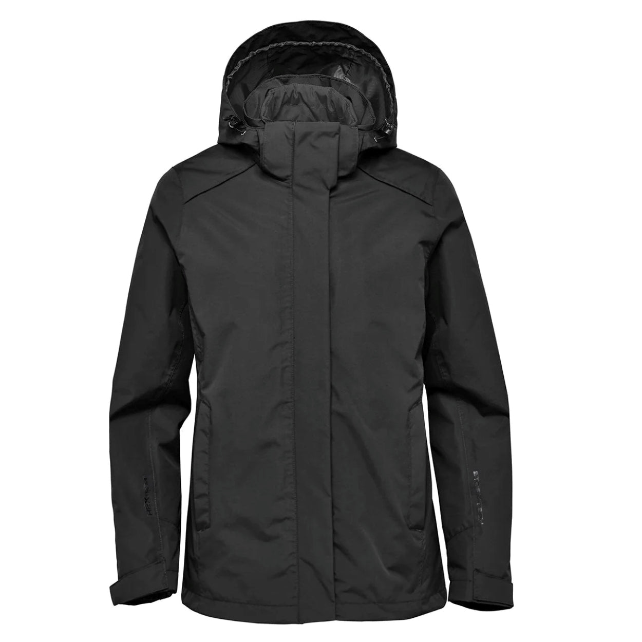 Black hybrid coat on a white background