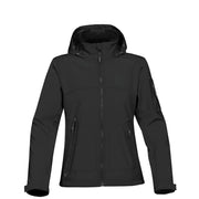 Black softshell jacket on a white background