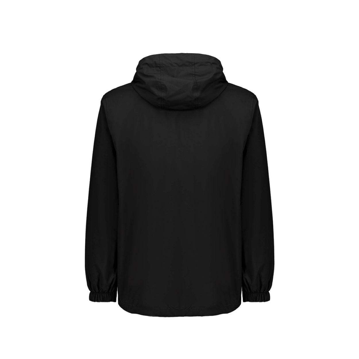 Black rain jacket on a white background