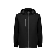 Black rain jacket on a white background