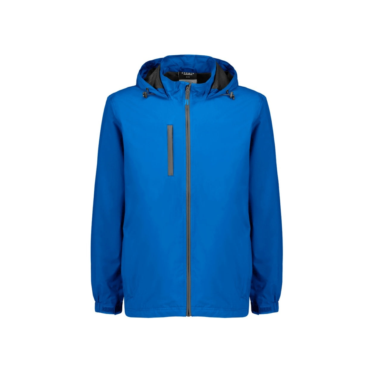 Cobalt rain jacket on a white background