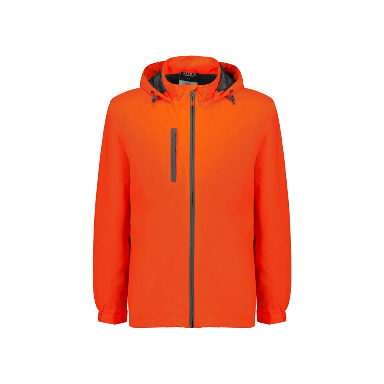 Orange rain jacket on a white background
