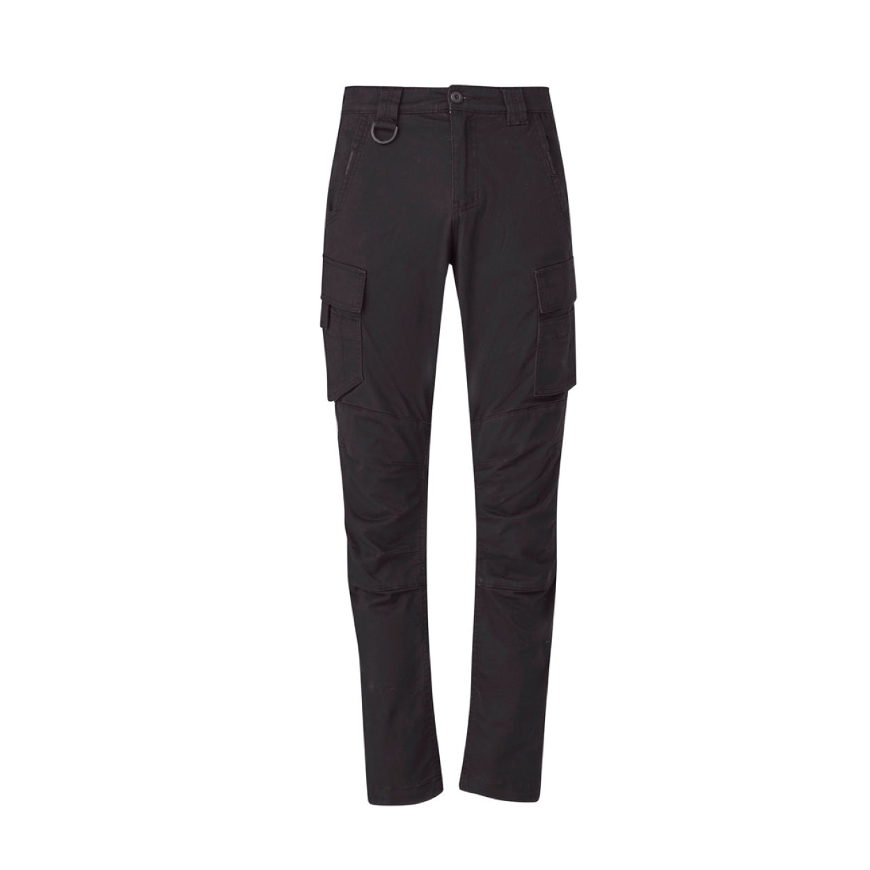 Charcoal pants on a white background