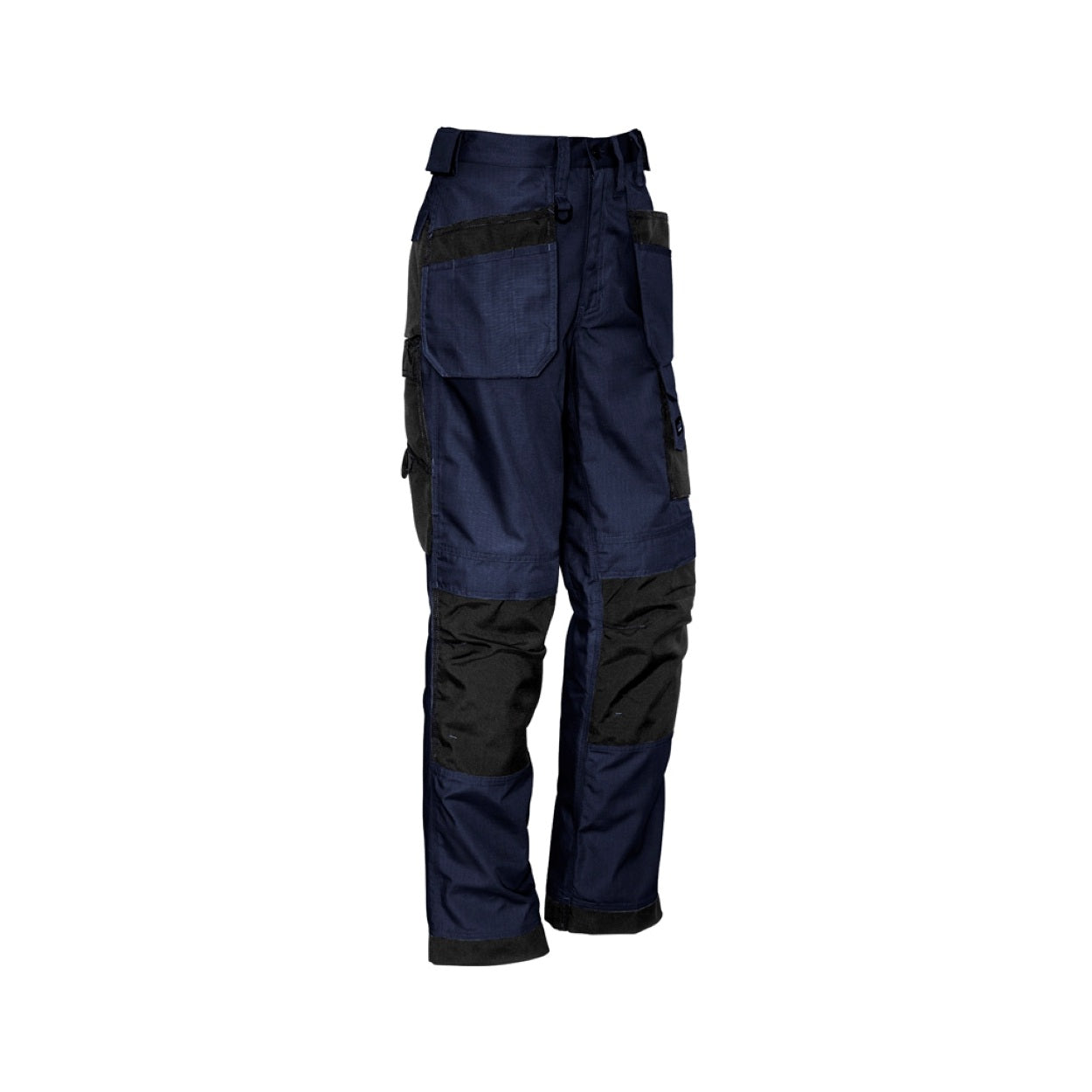 Navy/Black pants on a white background